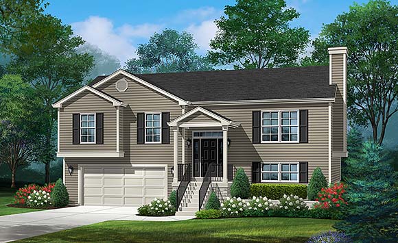 Ranch, Traditional House Plan 52217 with 3 Beds, 3 Baths, 2 Car Garage Elevation