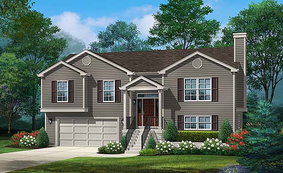 Ranch, Traditional House Plan 52218 with 3 Beds, 3 Baths, 2 Car Garage Elevation