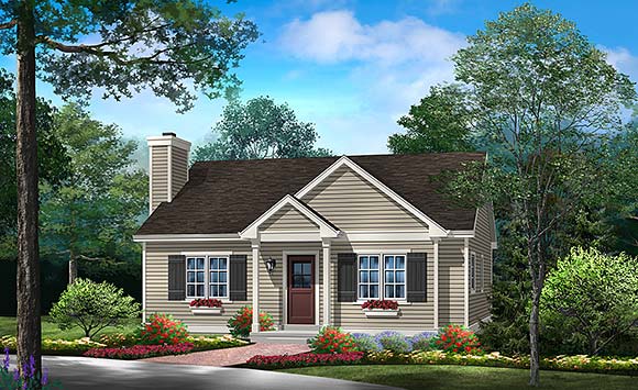 Cottage, Ranch House Plan 52229 with 2 Beds, 2 Baths Elevation