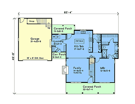 House Plan 52238 with 3 Beds, 3 Baths, 2 Car Garage First Level Plan