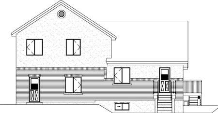 Multi-Family Plan 52433 with 4 Beds, 3 Baths Rear Elevation