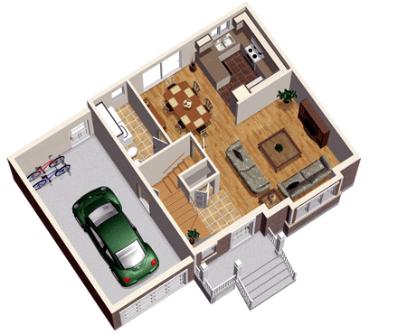 House Plan 52569 with 3 Beds, 2 Baths, 1 Car Garage Alternate Level One