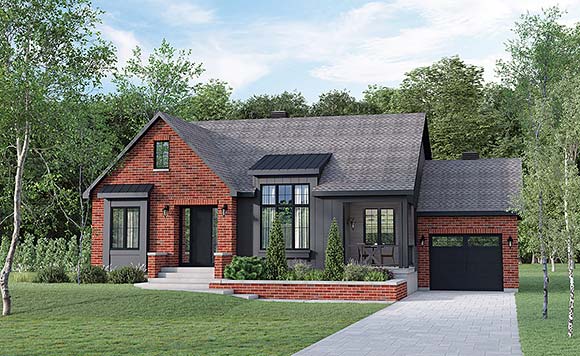 Country, Farmhouse, Traditional House Plan 52826 with 2 Beds, 2 Baths, 1 Car Garage Elevation