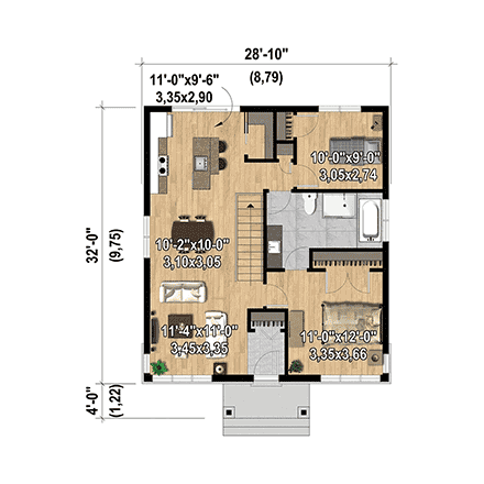Bungalow, Cottage, Craftsman, Farmhouse House Plan 52827 with 2 Beds, 1 Baths First Level Plan