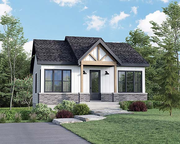 Bungalow, Cottage, Craftsman, Farmhouse House Plan 52827 with 2 Beds, 1 Baths Elevation