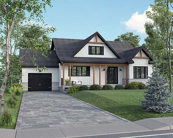 Bungalow, Craftsman, Farmhouse, Traditional House Plan 52828 with 3 Beds, 2 Baths, 1 Car Garage Elevation