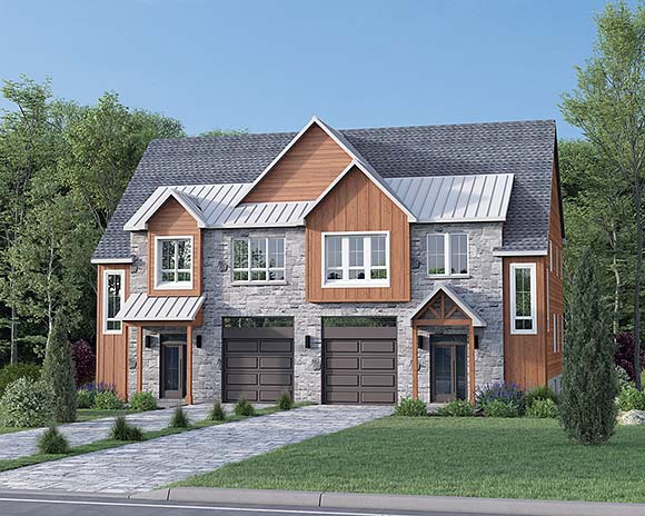 Contemporary, Craftsman, Farmhouse Multi-Family Plan 52833 with 7 Beds, 4 Baths, 2 Car Garage Elevation