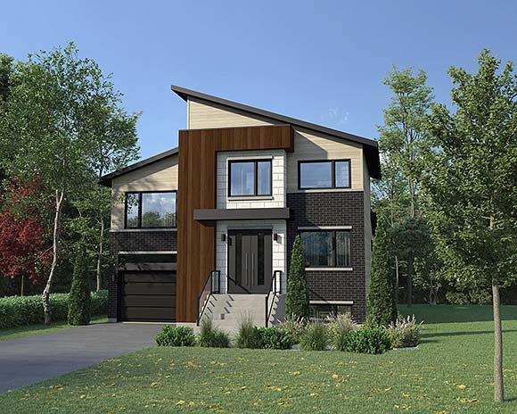 Contemporary, Modern House Plan 52836 with 3 Beds, 2 Baths, 1 Car Garage Elevation