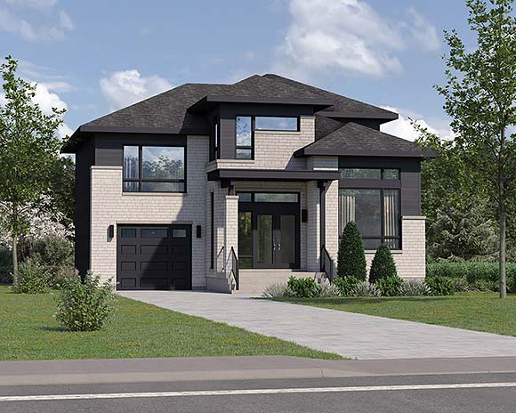 Contemporary House Plan 52838 with 4 Beds, 3 Baths, 1 Car Garage Elevation