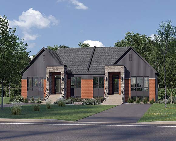 Contemporary Multi-Family Plan 52840 with 8 Beds, 4 Baths Elevation