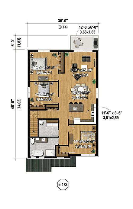 Contemporary, Modern Multi-Family Plan 52841 with 9 Beds, 3 Baths Second Level Plan