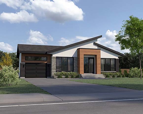 Contemporary, Modern House Plan 52843 with 3 Beds, 1 Baths, 1 Car Garage Elevation