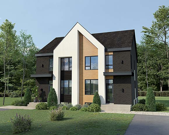 Contemporary, European, Modern Multi-Family Plan 52848 with 6 Beds, 4 Baths Elevation