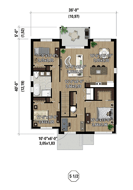 Contemporary Multi-Family Plan 52856 with 9 Beds, 3 Baths Second Level Plan
