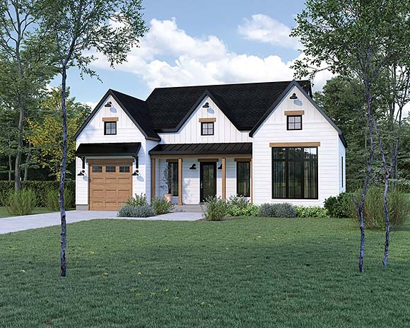 Country, Craftsman, Farmhouse House Plan 52866 with 2 Beds, 1 Baths, 1 Car Garage Elevation