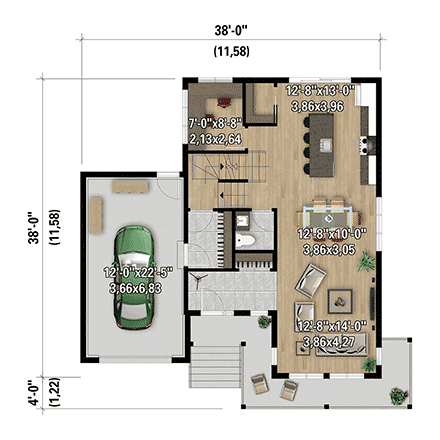 Farmhouse, Traditional House Plan 52871 with 3 Beds, 2 Baths, 1 Car Garage First Level Plan