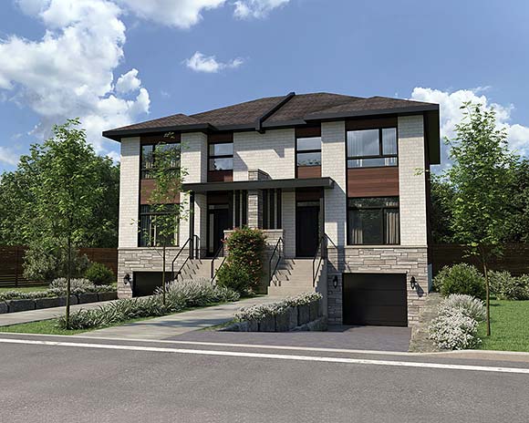 Contemporary, Modern Multi-Family Plan 52872 with 6 Beds, 8 Baths, 2 Car Garage Elevation