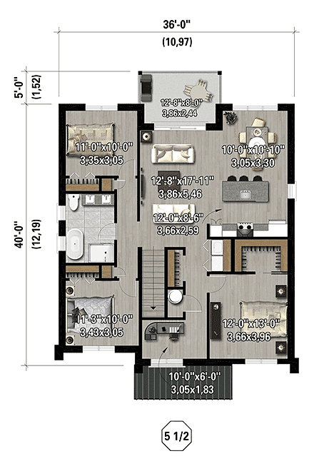Contemporary, Modern Multi-Family Plan 52873 with 9 Beds, 3 Baths Second Level Plan