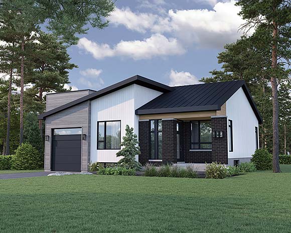 Contemporary, Farmhouse, Modern House Plan 52876 with 3 Beds, 3 Baths, 1 Car Garage Elevation