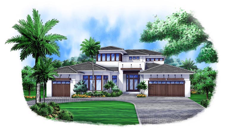 Contemporary House Plan 52903 with 4 Beds, 5 Baths, 3 Car Garage Elevation