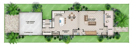 Craftsman House Plan 52908 with 3 Beds, 3 Baths, 2 Car Garage First Level Plan