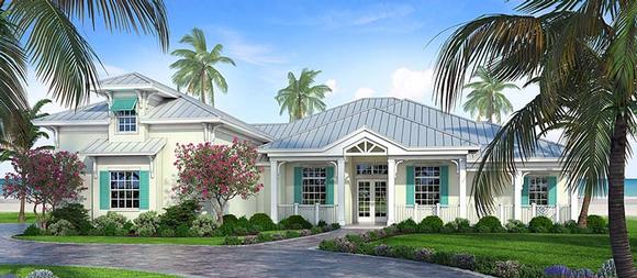 Coastal, Florida House Plan 52923 with 3 Beds, 3 Baths, 3 Car Garage Elevation