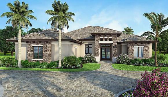 Coastal, Florida House Plan 52934 with 3 Beds, 3 Baths, 2 Car Garage Elevation