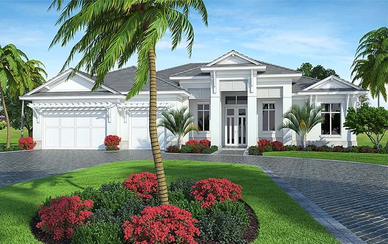 Coastal, Florida Plan with 3765 Sq. Ft., 4 Bedrooms, 6 Bathrooms, 3 Car Garage Picture 3