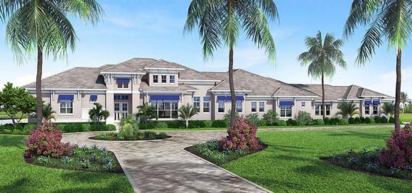 Coastal, Contemporary, Florida House Plan 52939 with 4 Beds, 6 Baths, 3 Car Garage Elevation