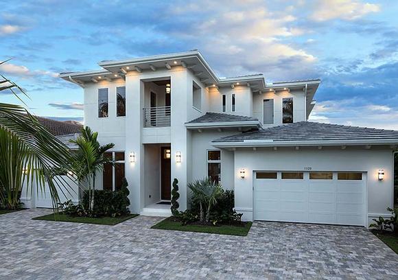 Coastal, Contemporary, Florida House Plan 52941 with 4 Beds, 5 Baths, 3 Car Garage Elevation