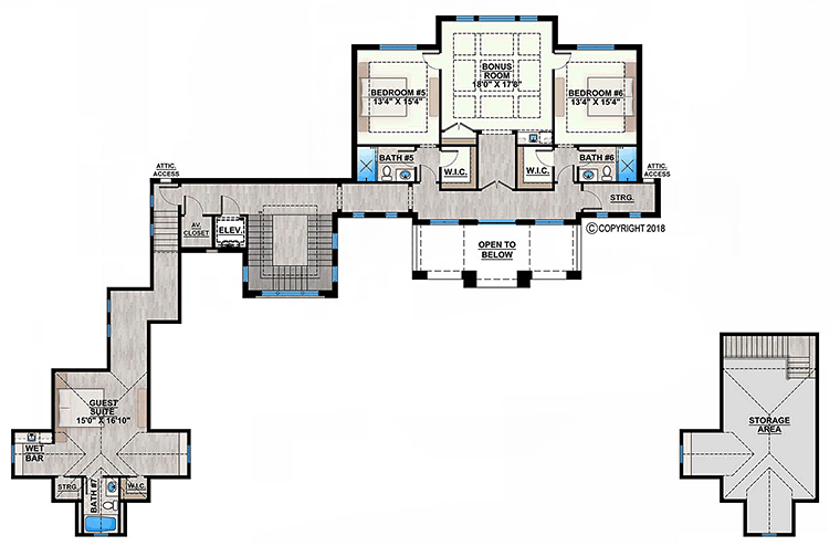 Coastal, Florida, Mediterranean House Plan 52945 with 7 Beds, 8 Baths, 4 Car Garage Level Two