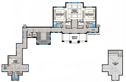 Coastal, Florida, Mediterranean House Plan 52945 with 7 Beds, 8 Baths, 4 Car Garage Second Level Plan