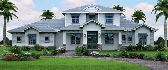 Florida, Mediterranean House Plan 52947 with 3 Beds, 5 Baths, 3 Car Garage Elevation
