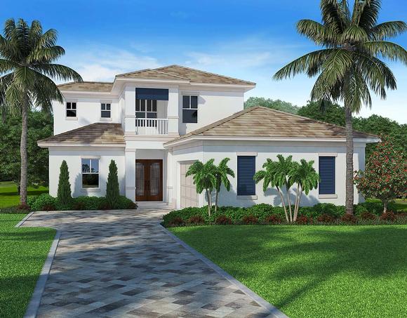 Coastal, Contemporary House Plan 52956 with 4 Beds, 3 Baths, 2 Car Garage Elevation