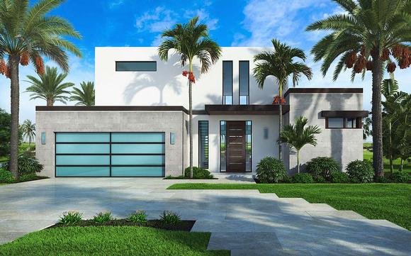 Contemporary House Plan 52960 with 4 Beds, 5 Baths, 2 Car Garage Elevation