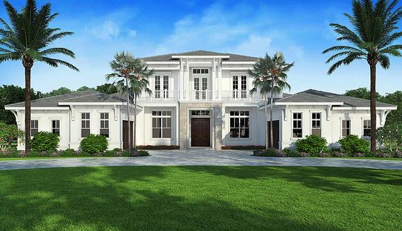 Coastal, Florida, Mediterranean House Plan 52962 with 4 Beds, 6 Baths, 4 Car Garage Elevation