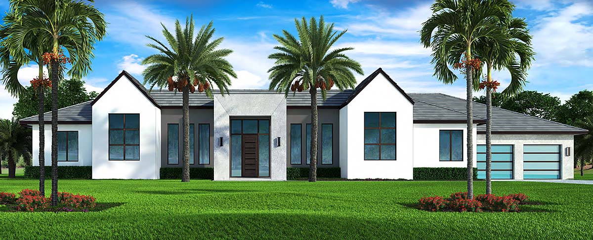 Coastal, Contemporary, Florida House Plan 52970 with 3 Beds, 5 Baths, 2 Car Garage Elevation