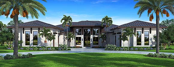 Contemporary House Plan 52972 with 5 Beds, 7 Baths, 4 Car Garage Elevation