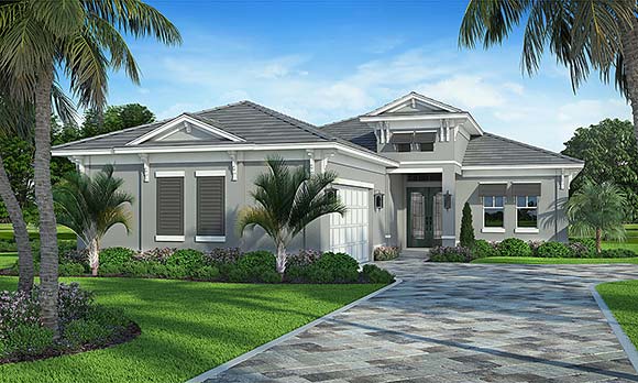 Coastal, Contemporary House Plan 52974 with 3 Beds, 2 Baths, 2 Car Garage Elevation