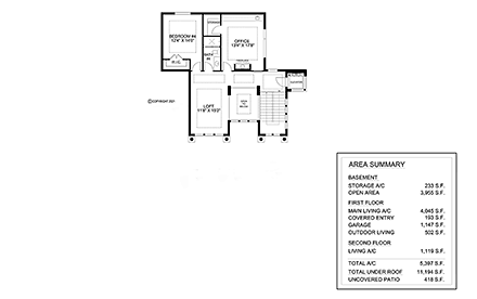 Contemporary, Modern House Plan 52977 with 4 Beds, 5 Baths, 2 Car Garage Second Level Plan