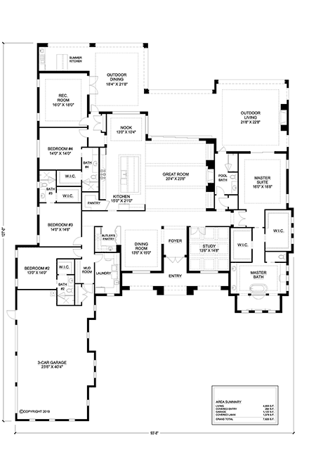 Coastal, Contemporary House Plan 52981, 3 Car Garage First Level Plan