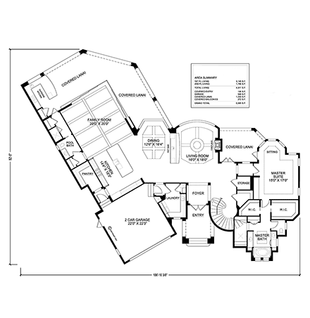 House Plan 52982 with 4 Beds, 5 Baths, 2 Car Garage First Level Plan