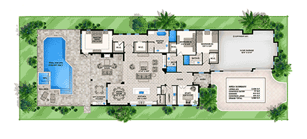 Coastal, Contemporary House Plan 52987 with 3 Beds, 4 Baths, 3 Car Garage First Level Plan