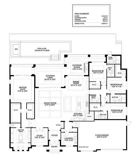 Coastal, Contemporary House Plan 52996 with 4 Beds, 6 Baths, 3 Car Garage First Level Plan