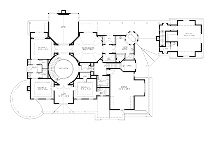 Country, Southern, Traditional House Plan 53019 with 5 Beds, 6 Baths, 3 Car Garage Second Level Plan