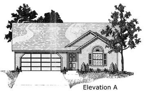 House Plan 53102 with 3 Beds, 2 Baths, 2 Car Garage Elevation