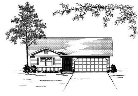 House Plan 53103 with 3 Beds, 2 Baths, 2 Car Garage Elevation