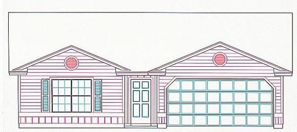 House Plan 53105 with 3 Beds, 2 Baths, 2 Car Garage Elevation