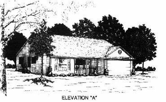 House Plan 53108 with 3 Beds, 2 Baths, 2 Car Garage Elevation