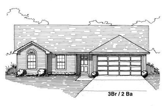 House Plan 53111 with 3 Beds, 2 Baths, 2 Car Garage Elevation